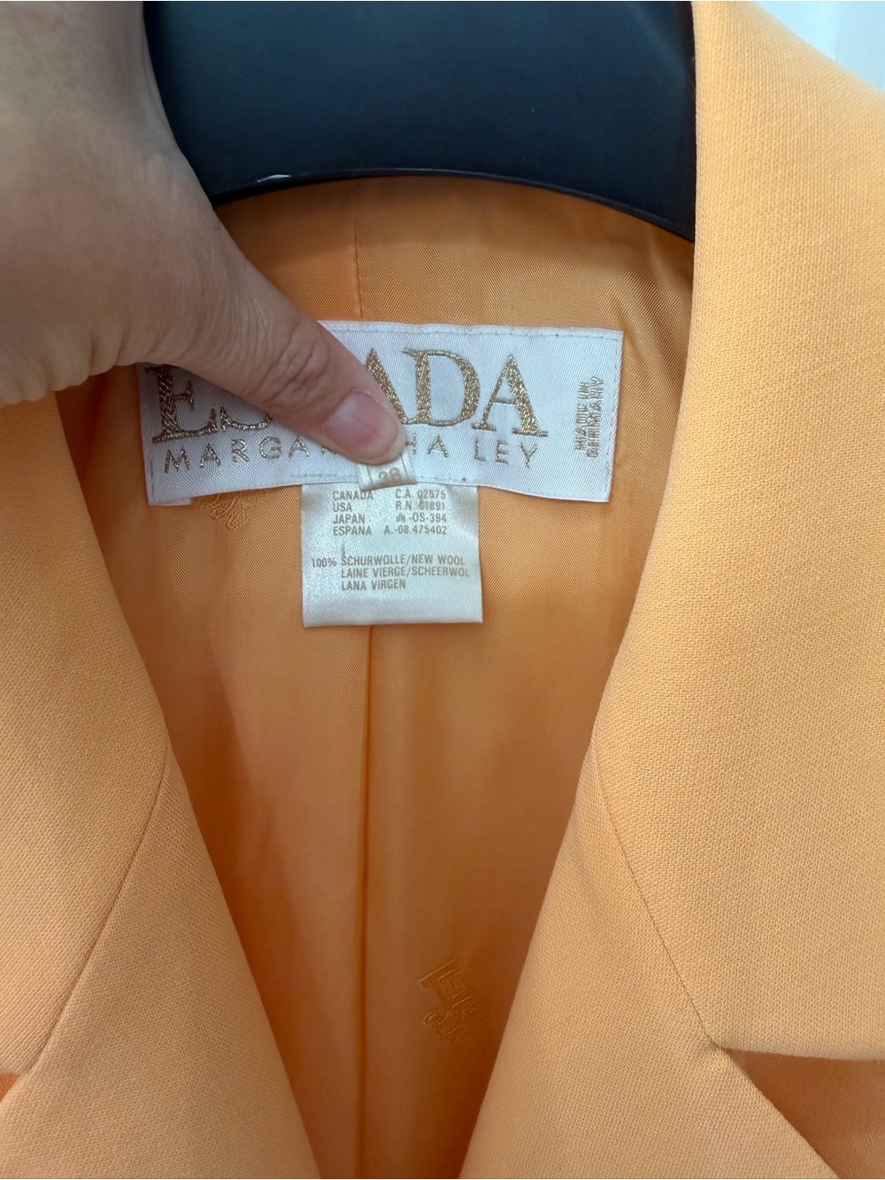 Escada Margaretha Ley Virgin Wool Skirt Suit 8 Apricot Orange Vintage Luxe - Picture 7 of 16
